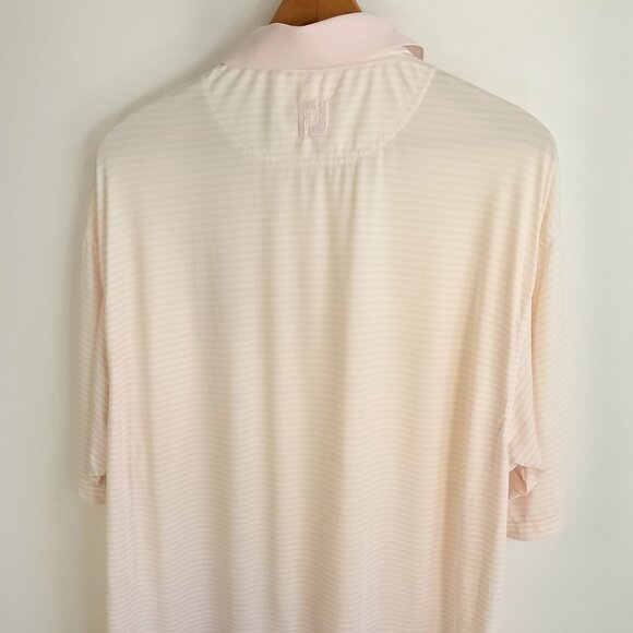 FootJoy FJ Golf Polo Shirt Men's Large Pink White Striped Embroidered Duck Woods - Picture 11 of 15
